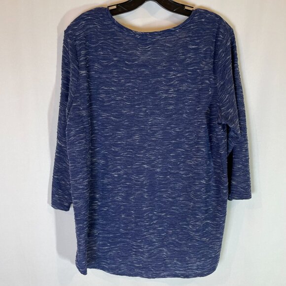 Simply Vera by Vera Wang 3/4 Sleeves Top Size XL Navy Textured Knit - Picture 2 of 8